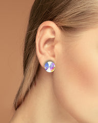Orecchini Tondi Strass Aurora Boreale 18mm per Danza