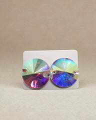 Orecchini Tondi Strass Aurora Boreale 18mm per Danza