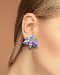 Orecchini a Bottone Fiore con Strass Aurora Boreale | Danza Sportiva