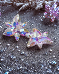 Orecchini a Bottone Fiore con Strass Aurora Boreale | Danza Sportiva